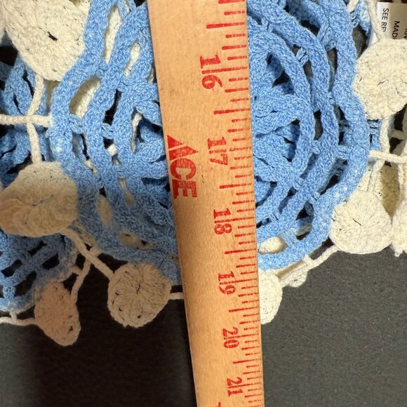 Altar'd State Crochet Lace Knit Sleeveless Vest Women's Size Medium Blue Cream - Picture 4 of 6